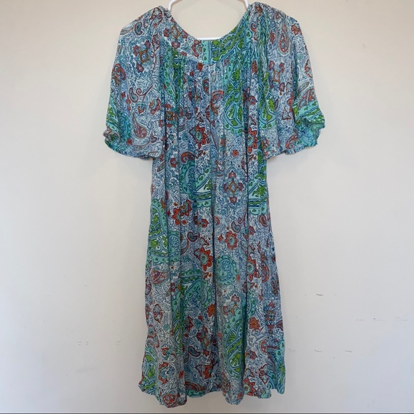 Go softly patio women’s teal patterned mumu sz S. - Picture 2 of 11